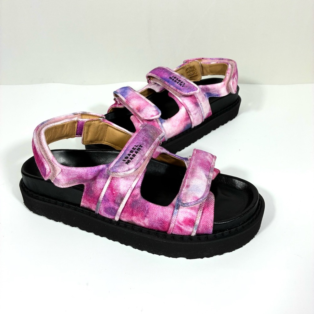 Isabel Marant Madee Platform Sandal Mulberry Tie Dye 41 10 NEW Flat Pink Purple - Picture 14 of 17